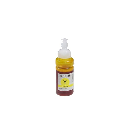 Epson T6734 C13T67344A karşılığı sarı yellow muadil EcoTank mürekkep şişesi, altı renkli EcoTank