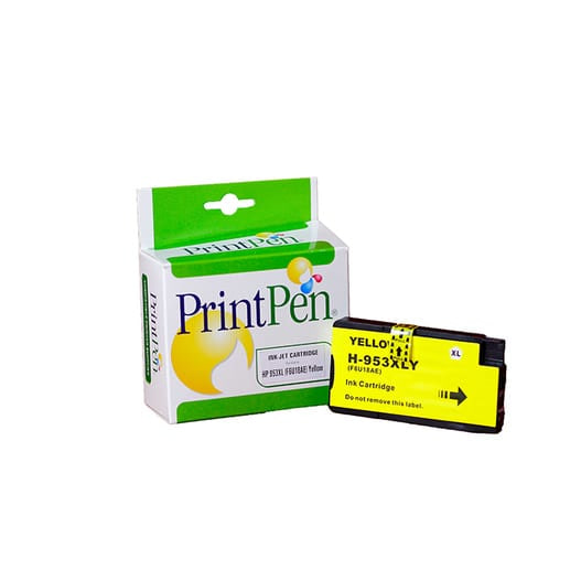HP 953XL F6U18AE karşılığı yüksek kapasiteli sarı yellow muadil mürekkep kartuşu, 27 ml