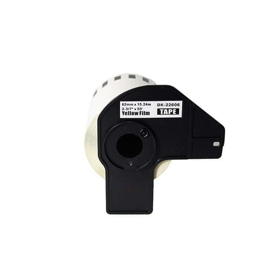 Brother P-Touch DK-22606 dayanıklı sarı film etiket şeridi, 62 mm x 15,24 m