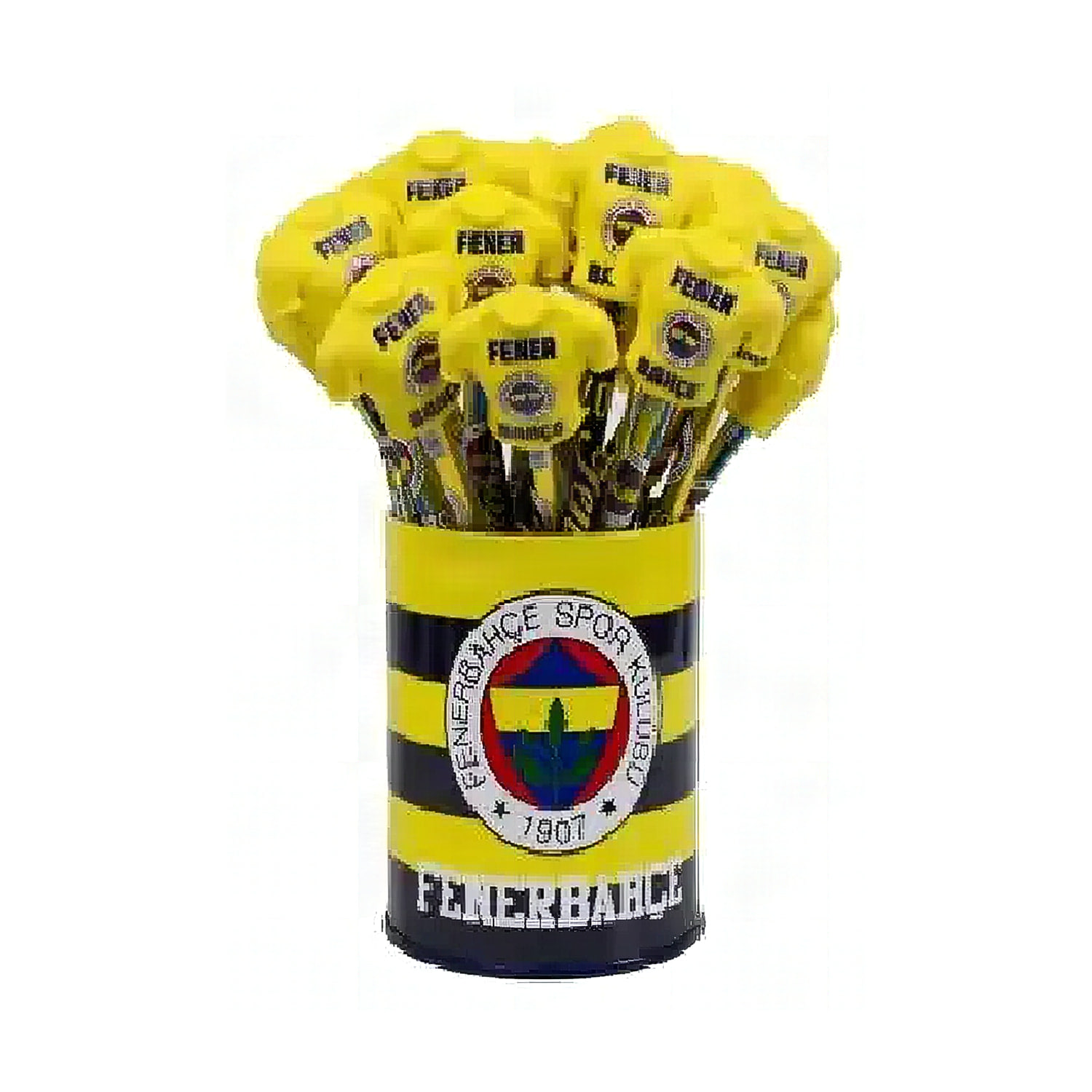 Fenerbahçe silgi tepeli kurşun kalemin tepe tek kare içinde duruşu