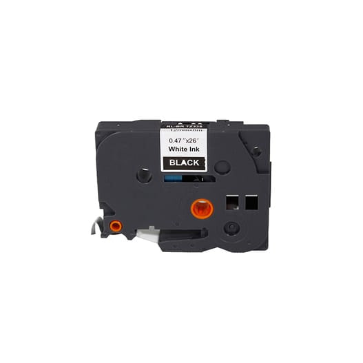 Brother P-Touch TZe-335 karşılığı siyah zemin beyaz yazı 12 mm muadil etiket şeridi