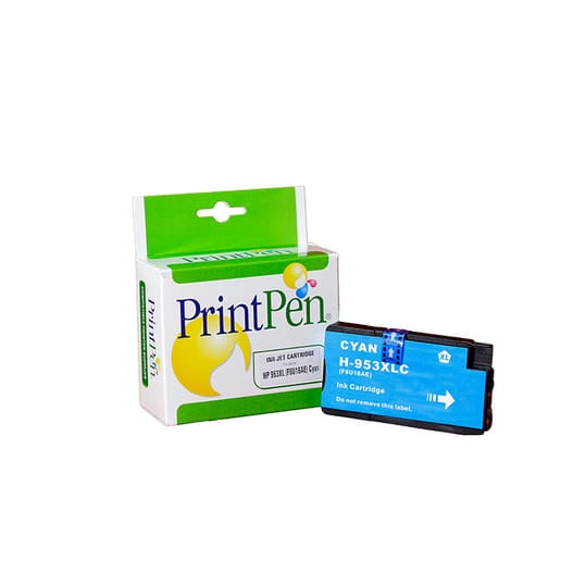 HP 953XL F6U16AE karşılığı yüksek kapasiteli mavi cyan muadil mürekkep kartuşu, 27 ml