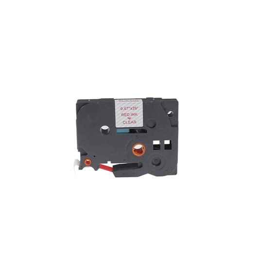 Brother P-Touch TZE-132 şeffaf zemin kırmızı yazı etiket kaseti, 12 mm