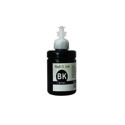 Epson T7741 karşılığı siyah dye boya bazlı muadil mürekkep şişesi, 140 ml