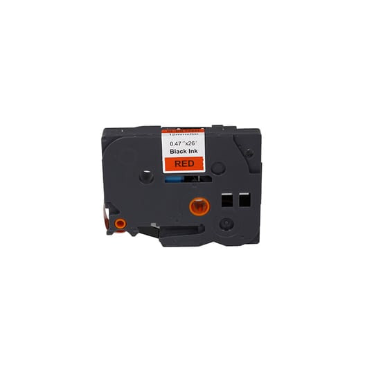 Brother P-Touch TZe-431 karşılığı kırmızı zemin siyah yazı 12 mm muadil etiket şeridi