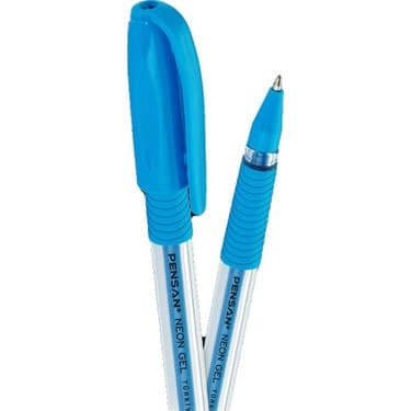 Pensan neon jel kalem mavi 1 mm, canlı mavi mürekkepli jel kalem