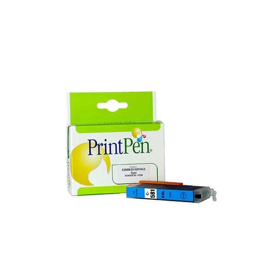Canon CLI-581XXLC karşılığı ekstra yüksek kapasiteli mavi cyan muadil mürekkep kartuşu, 14,5 ml