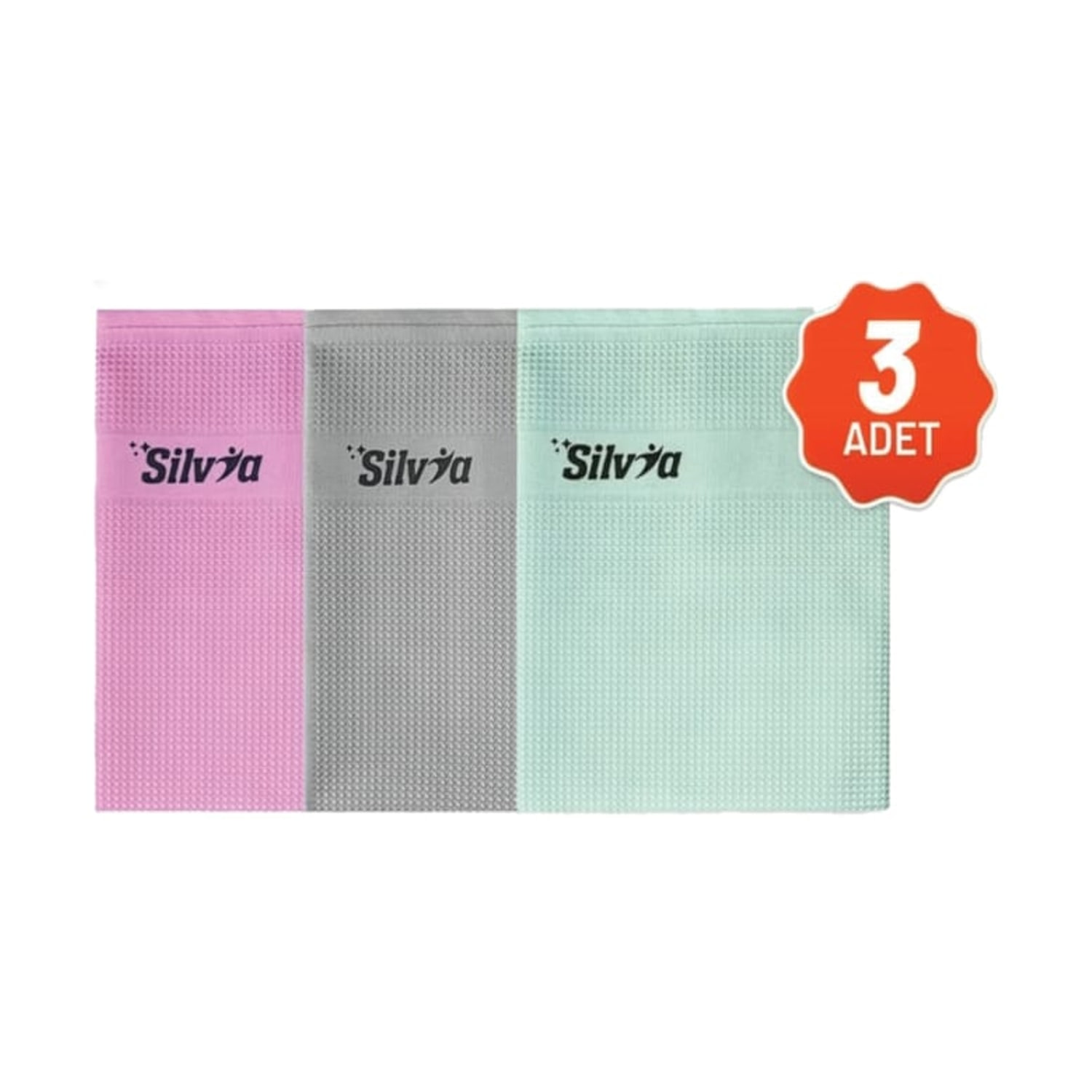 Mikrofiber Temizlik Bezi 3'lü Silvia (40x65) (SLV12), mikrofiber temizlik bezleri ürünü
