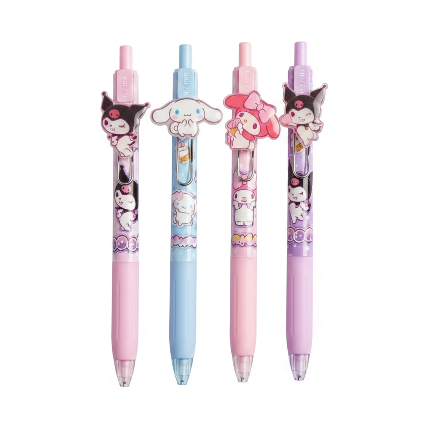 Kuromi&MyMelody&Cinnamoroll Versatil kalemin metal klipsli gövde duruşu