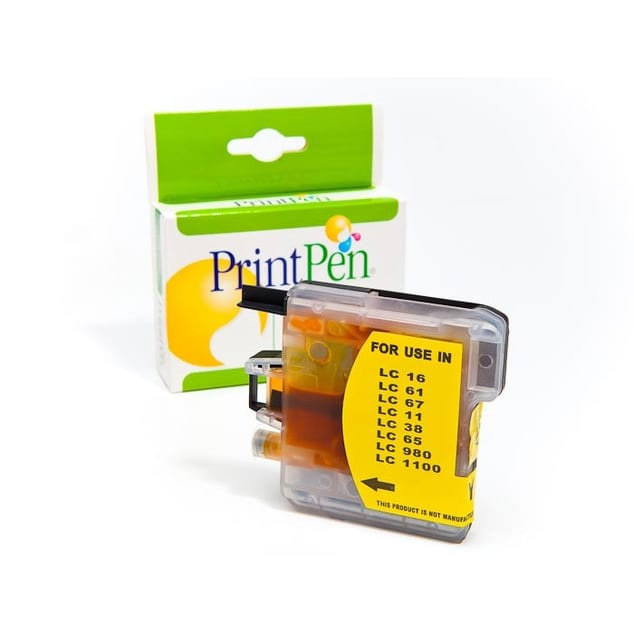 Brother LC-38 LC-61 LC-980 LC-1100 sarı yellow uyumlu kartuş, 13 ml
