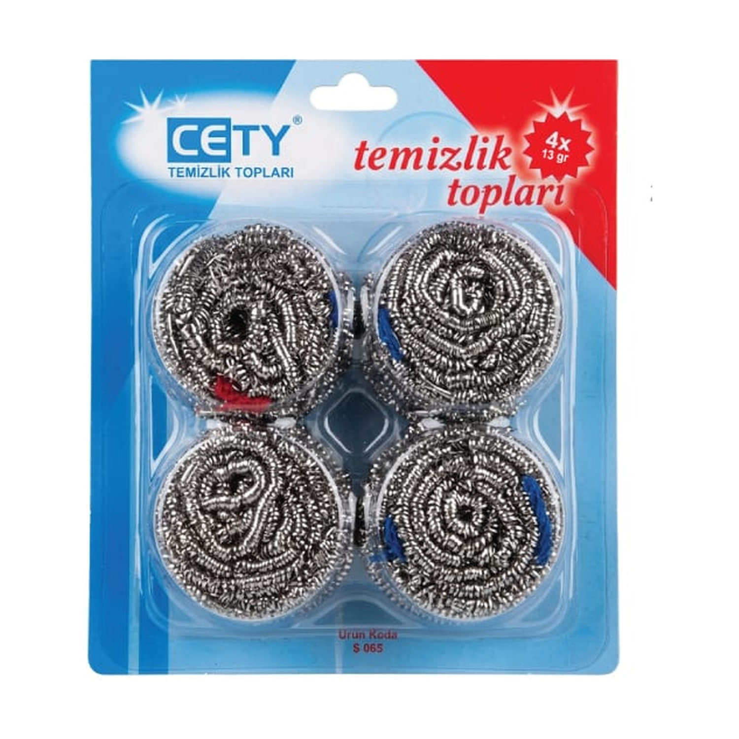 Toptel Cety vakumlu 13 gr dört adet top bulaşık teli, ambalajında